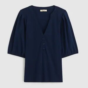 Madewell Puff-Sleeve Henley Knit Top